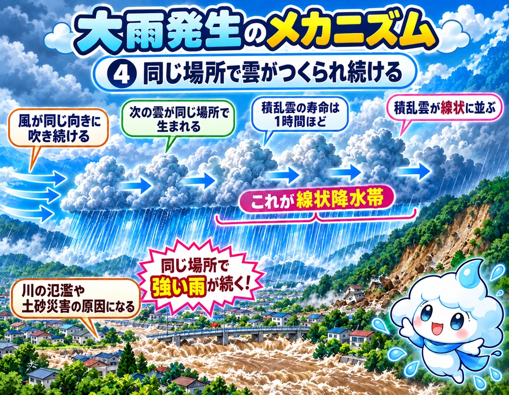 STEP4 同じ場所で雲がつくられ続ける