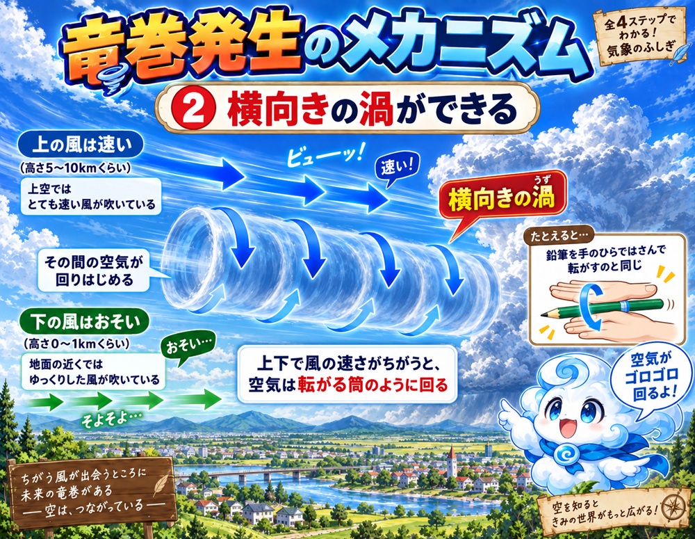 STEP2 横向きの渦ができる
