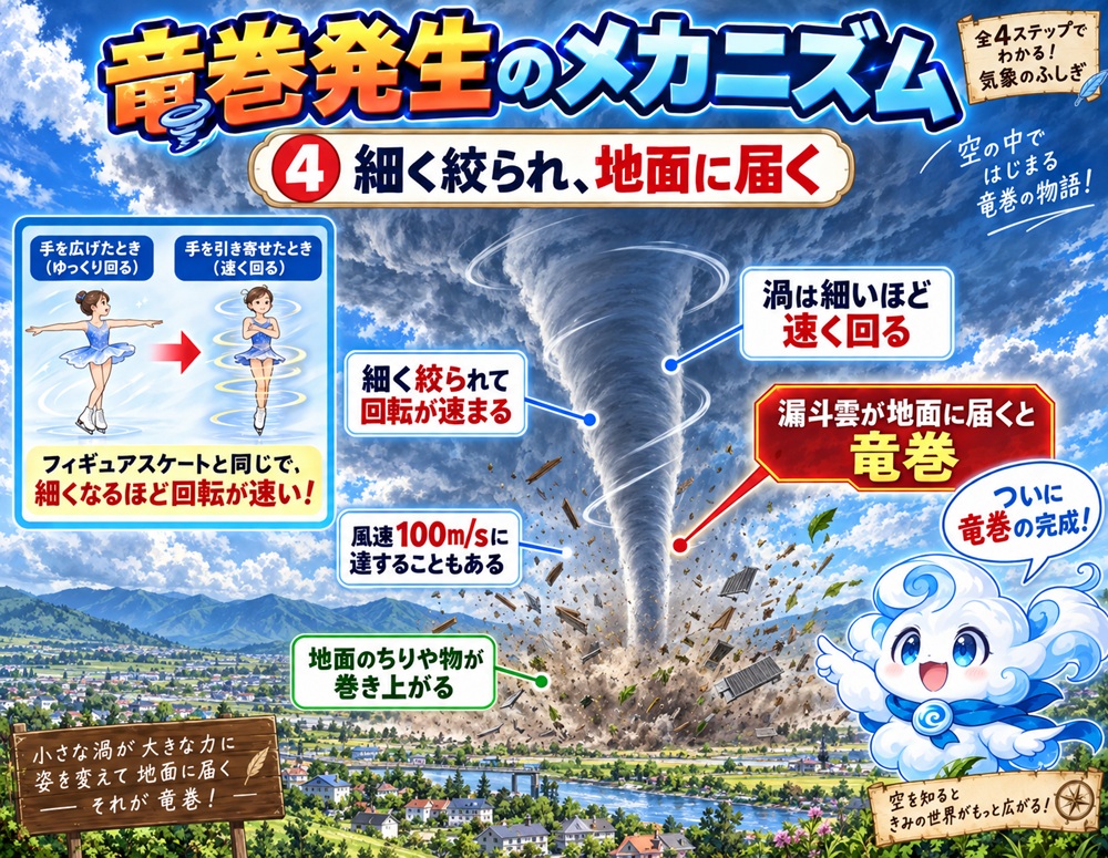 STEP4 細く絞られ、地面に届く