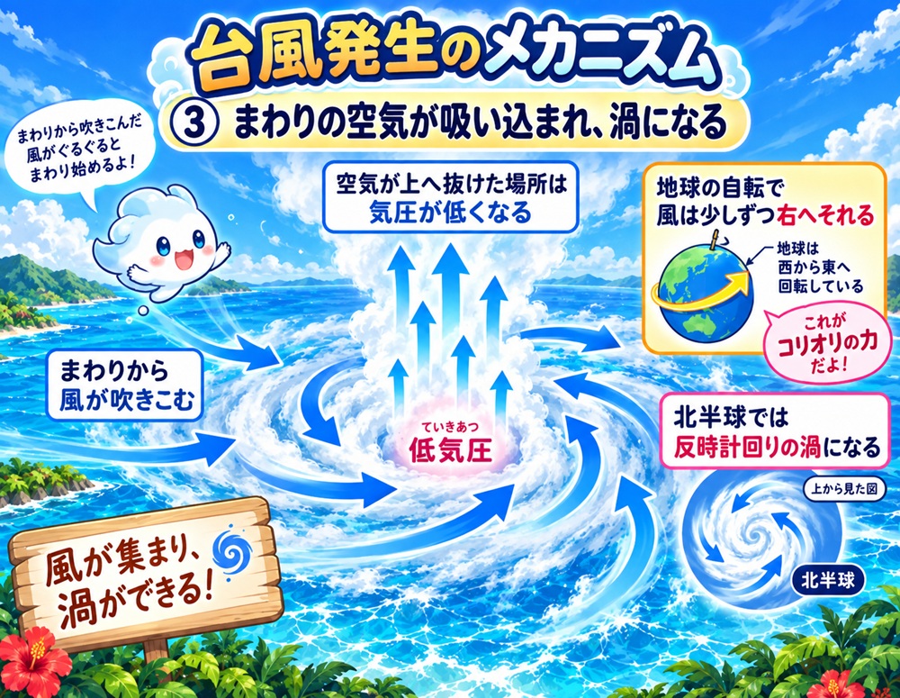 STEP3 まわりの空気が吸い込まれ、渦になる
