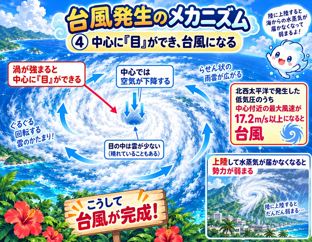 STEP4 中心に「目」ができ、台風になる