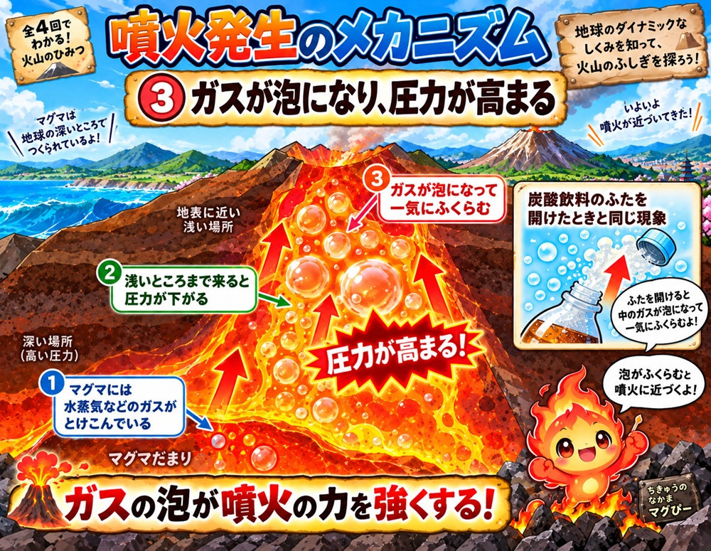 STEP3 ガスが泡になり、圧力が高まる